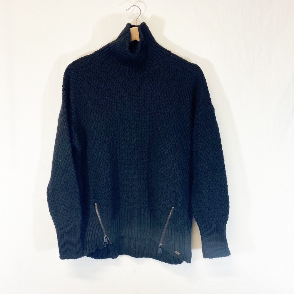 O'NEILL Women's Black Chunky Knit Wool/Alpaca/Acrylic Blend Turtle Neck …